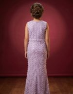 Girls Lavender Sequins Embellished Mermaid Gown with Textured Lace Detailing - Image 2