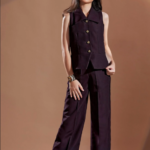 Girls Violet Co-Ord Set With Sleeveless Top And Wide-Leg Pants