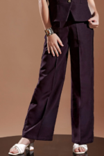 Girls Violet Co-Ord Set With Sleeveless Top And Wide-Leg Pants - Image 3