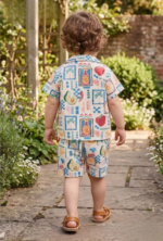 Boys Multicolor Printed Shorts Set with Shirt And Graphic T-Shirt - Image 2
